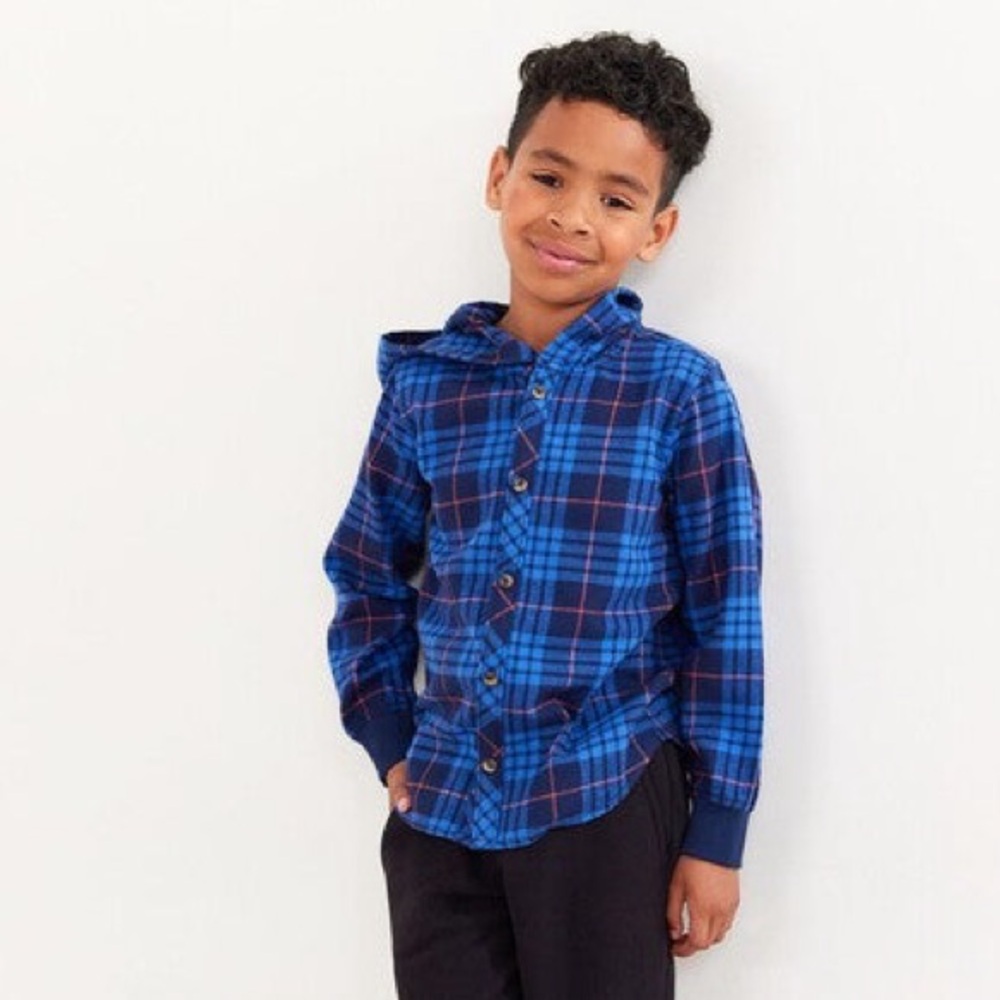 Hanna Andersson Navy and Red Plaid Shirt